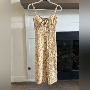 Women's Yellow Floral Maxi A-line Front Keyhole Tie
Tortoise Buttons Size Sm